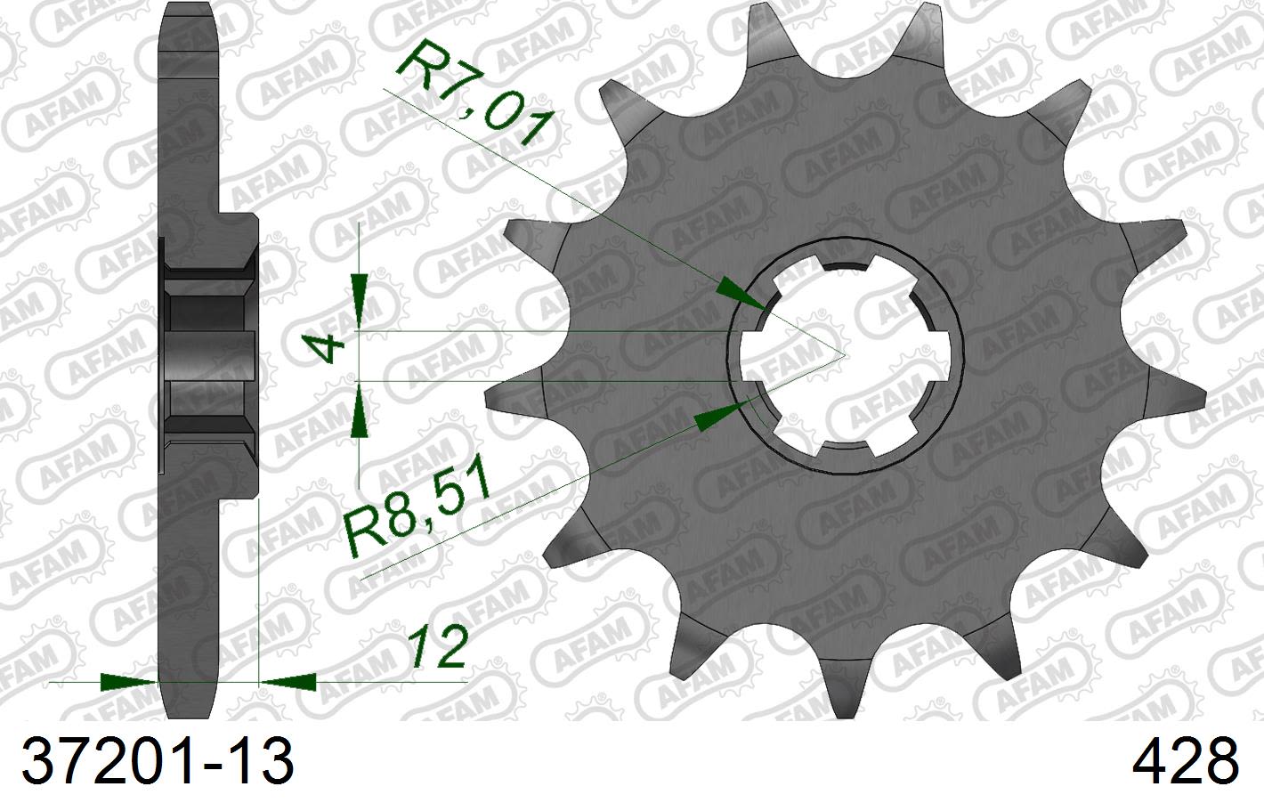 Pignone AFAM 37201-13 passo 428 APRILIA RS4 125 OLD DRIVEN SHAFT 2011 -2013