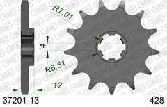 Pignone AFAM 37201-13 passo 428 APRILIA RS4 125 OLD DRIVEN SHAFT 2011 -2013