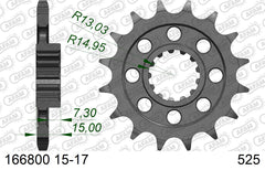 Pignone AFAM 166800NR-17 Passo 525 Con Gomma Antirumore BMW M 1000 RR 2021 -2022