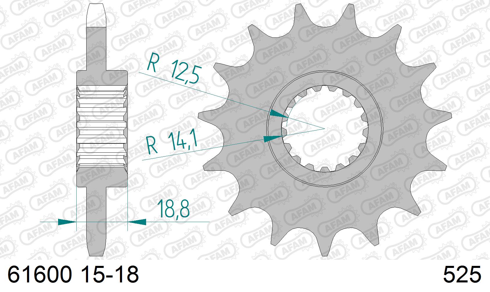 Pignone AFAM 61600NR-17 Passo 525 Con Gomma Antirumore APRILIA ETV 1000 CAPONORD 2001  -2003