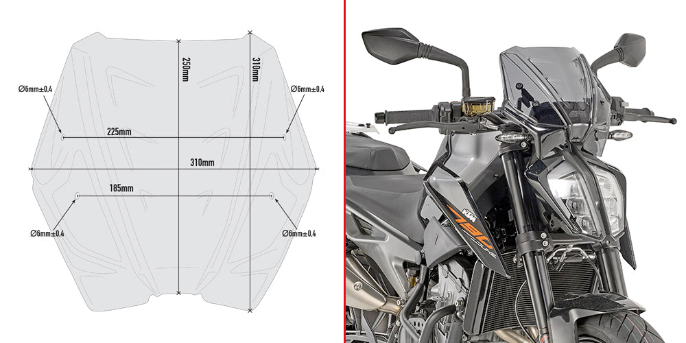 GIVI CUPOLINO Specifica KTM DUKE 790 FUME' (2018)