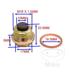 Tappo scarico Olio magnetico M 18x1,5 per APRILIA BMW HARLEY DAVIDSON