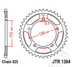 Paso Piñón 525 para Honda Hornet 600, CB650, CBF 500, CBR 600, CBR 650, VT 750, VARADERO 1000