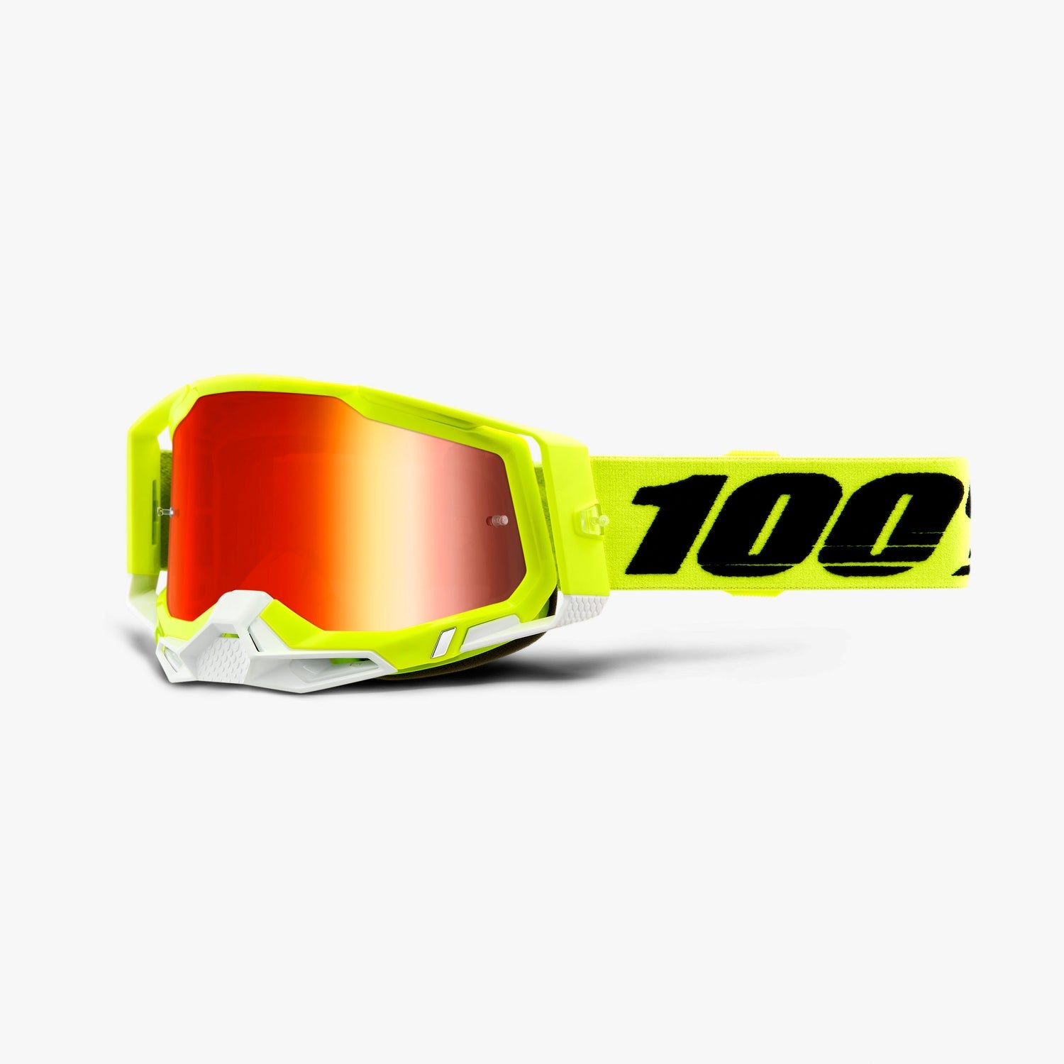 100% maschera moto cross / MTB RACECRAFT 2 giallo fluo con lente a