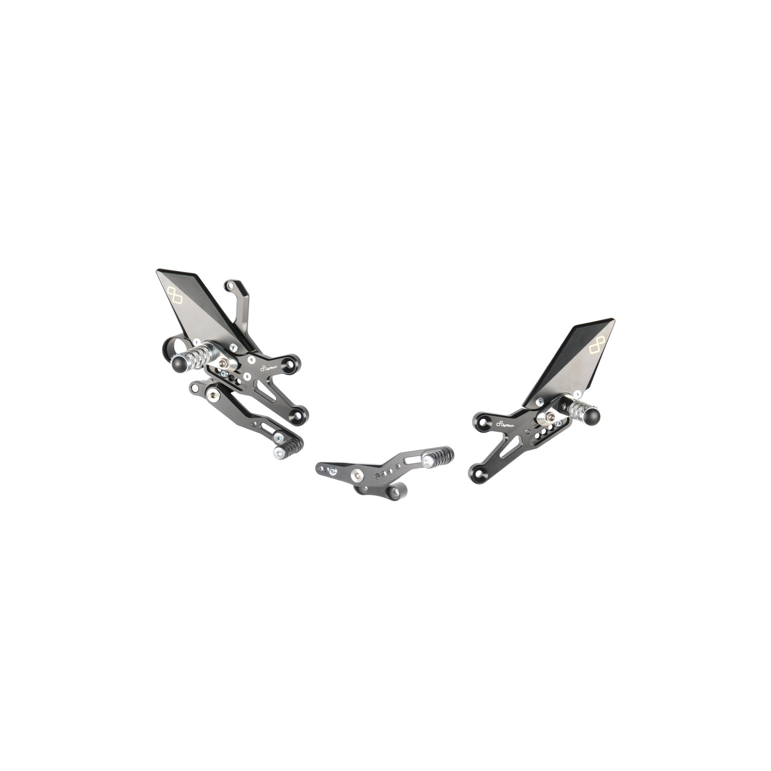 LIGHTECH Pedane Regolabili Con Poggia Piedi Fissi per Honda CBR1000RR 2008