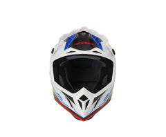 CASCO Cross / Enduro / Super Motard Acerbis STEEL CARBON 22-06 Bianco/Nero con dettagli Blu/Giallo Fluo/Rosso