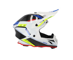 CASCO Cross / Enduro / Super Motard Acerbis STEEL CARBON 22-06 Bianco/Nero con dettagli Blu/Giallo Fluo/Rosso