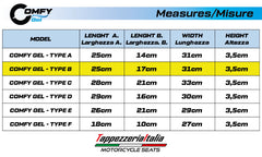 COMFY GEL - Cojín Comfort System - Tipo B para hacer más cómodo el asiento de la moto