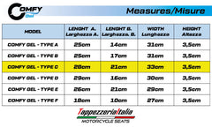 COMFY GEL - Cojín Comfort System - Tipo C para hacer más cómodo el asiento de la moto