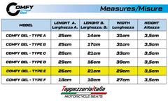 COMFY GEL - Comfort System cushion - Type E to make the motorcycle seat more comfortable