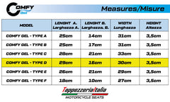 COMFY GEL - Comfort System cushion - Type D to make the motorcycle seat more comfortable