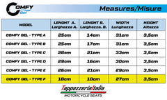 COMFY GEL - Comfort System cushion - Type F to make the motorcycle seat more comfortable