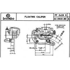 BREMBO pinza pf 2.28 d sx silver interasse 90 mm.
