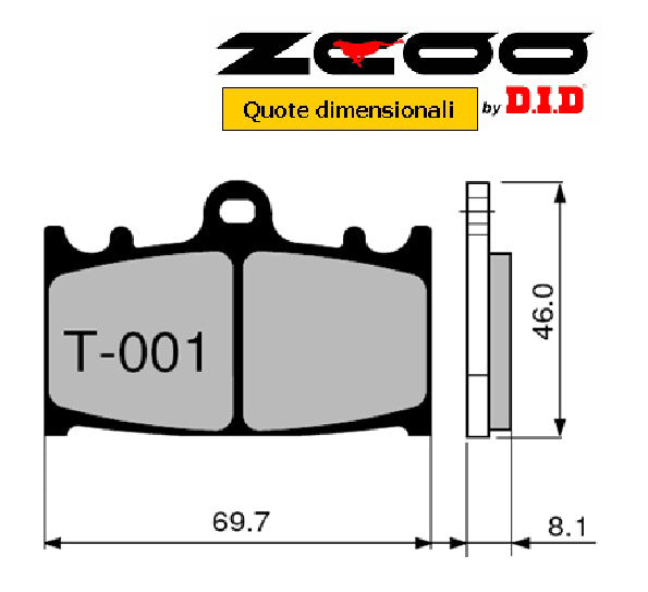 Pastiglie Freno ZCOO 45T00100 mescola EX (modulabile) per KAWASAKI 1 coppia per 1 disco