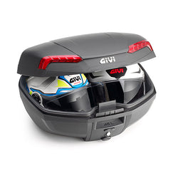 GIVI Bauletto moto E46N RIVIERA 46 litri catarifrangenti rossi + piastra
