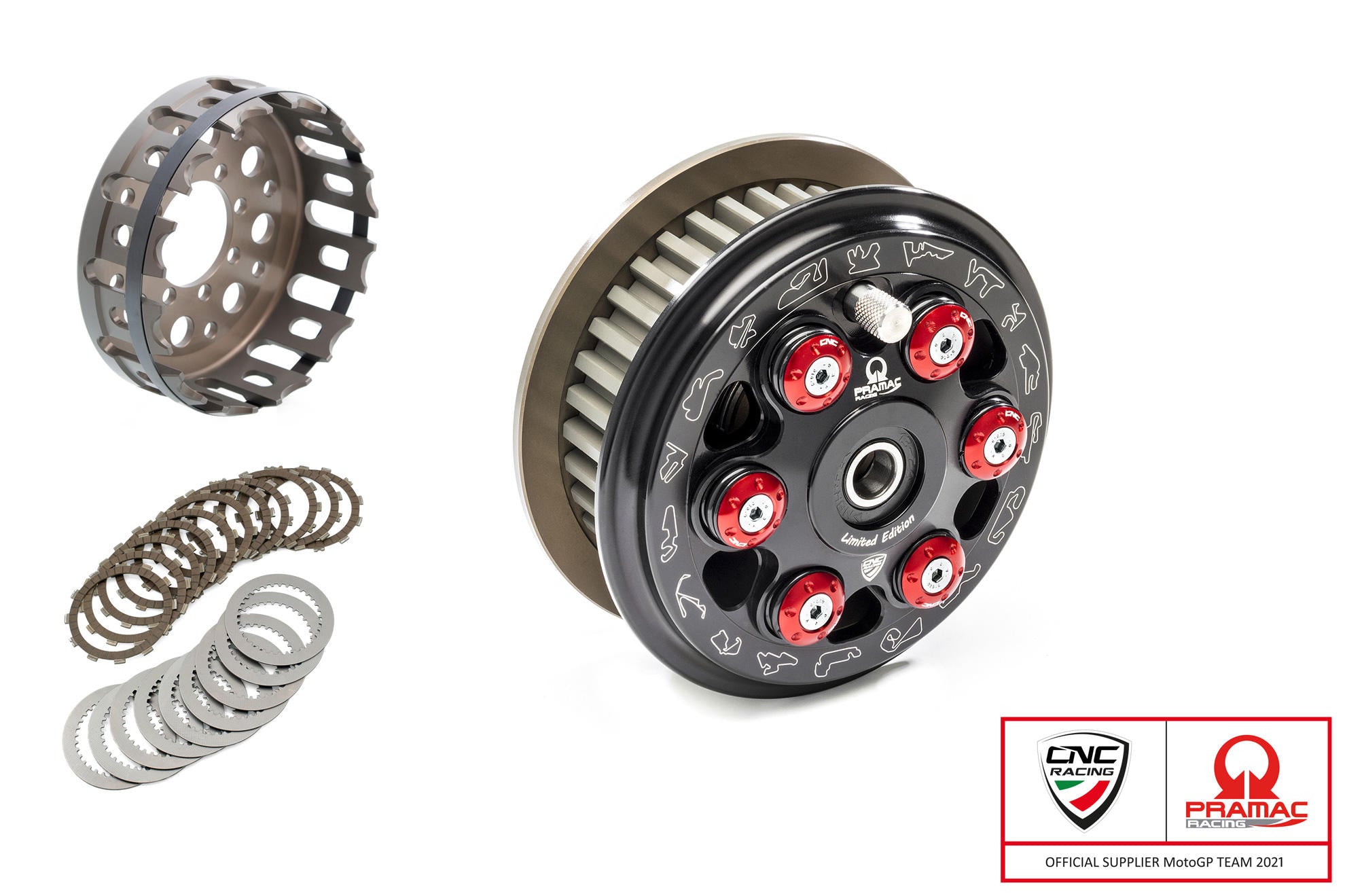 CNC RACING FRIZIONE ANTISALTELLAMENTO MASTER TECH TEAM PRAMAC LIM. ED. - 12 DENTI ORGANICI