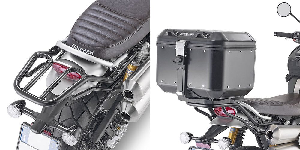 GIVI Attacco posteriore specifico per bauletto MONOKEY® nero lucido SR6416 per TRIUMPH SCRAMBLER 1200 2019-2020