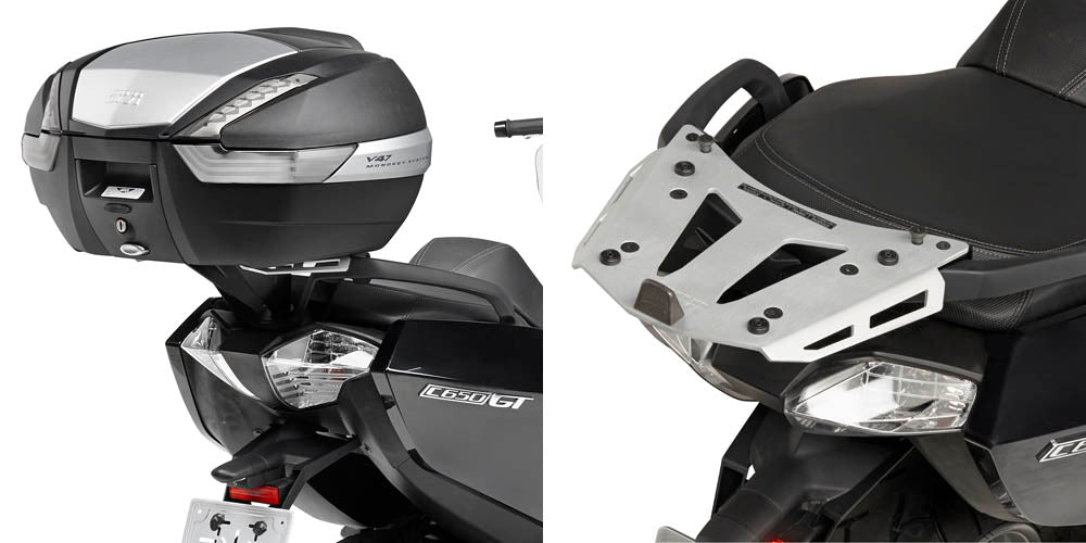 GIVI Attacco posteriore in alluminio anodizzato specifico per bauletto MONOKEY® SRA5106 per BMW C650GT IN ALLUMINIO
