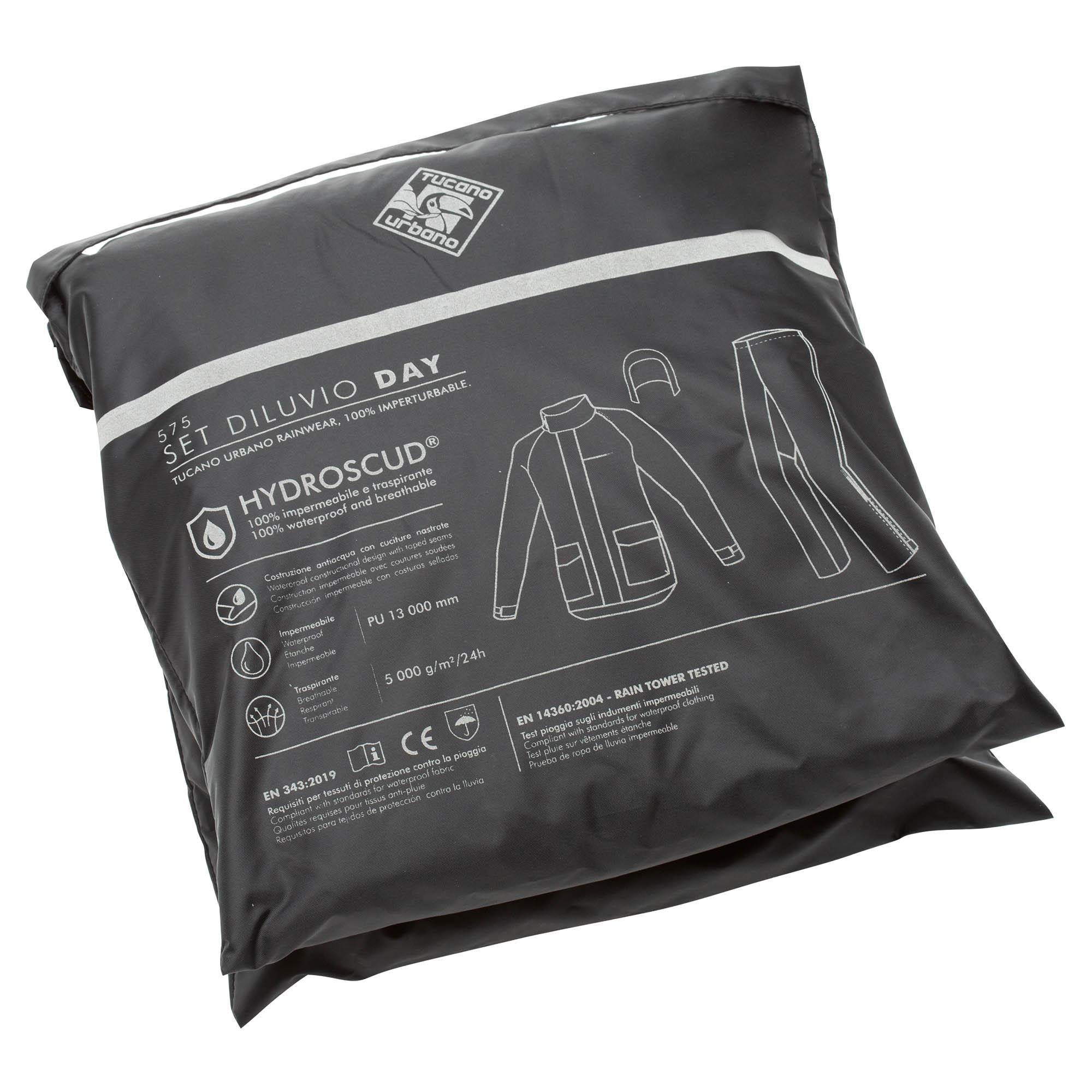 Set Antipioggia TUCANO URBANO DILUVIO DAY Nero Tuta Pantaloni + Giacca