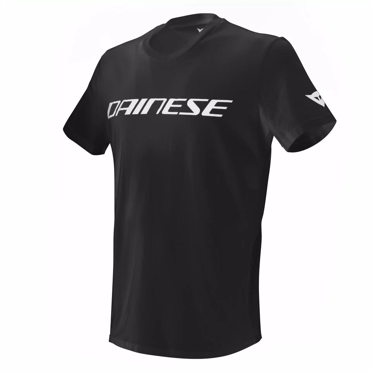 DAINESE T-Shirt Uomo con nera con scritta Bianca e logo Bianco sulla manica