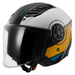 Casco jet LS2 OF616 AIRFLOW II con visera COVER Blanco Marrón