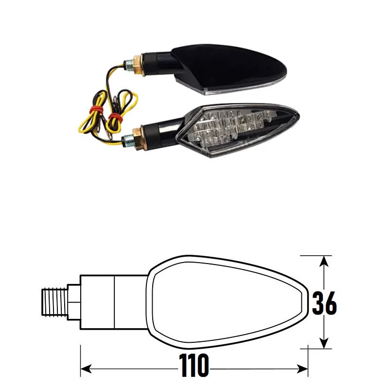 Freccia a Led SPEAR (Coppia) - Nero