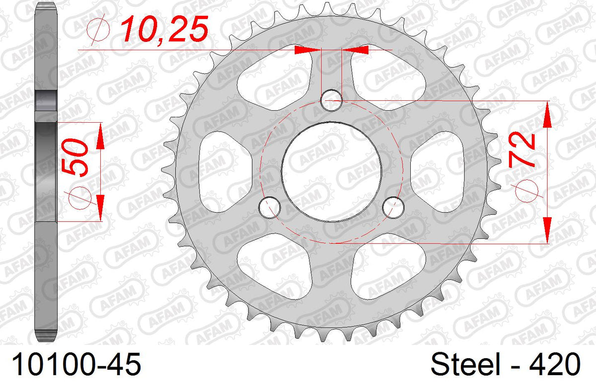 Corona AFAM 10100-45 in acciaio passo 420 HONDA NSR 50 1989  -1995  