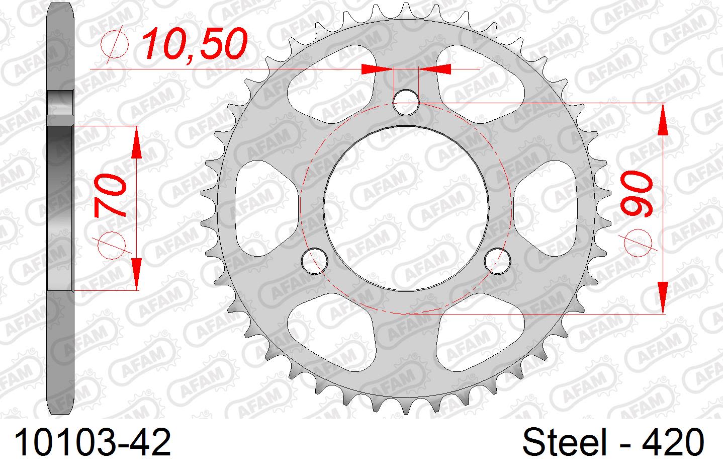 Corona AFAM 10103-42 in acciaio passo 420 HONDA MB 5 S 1980  -1982  