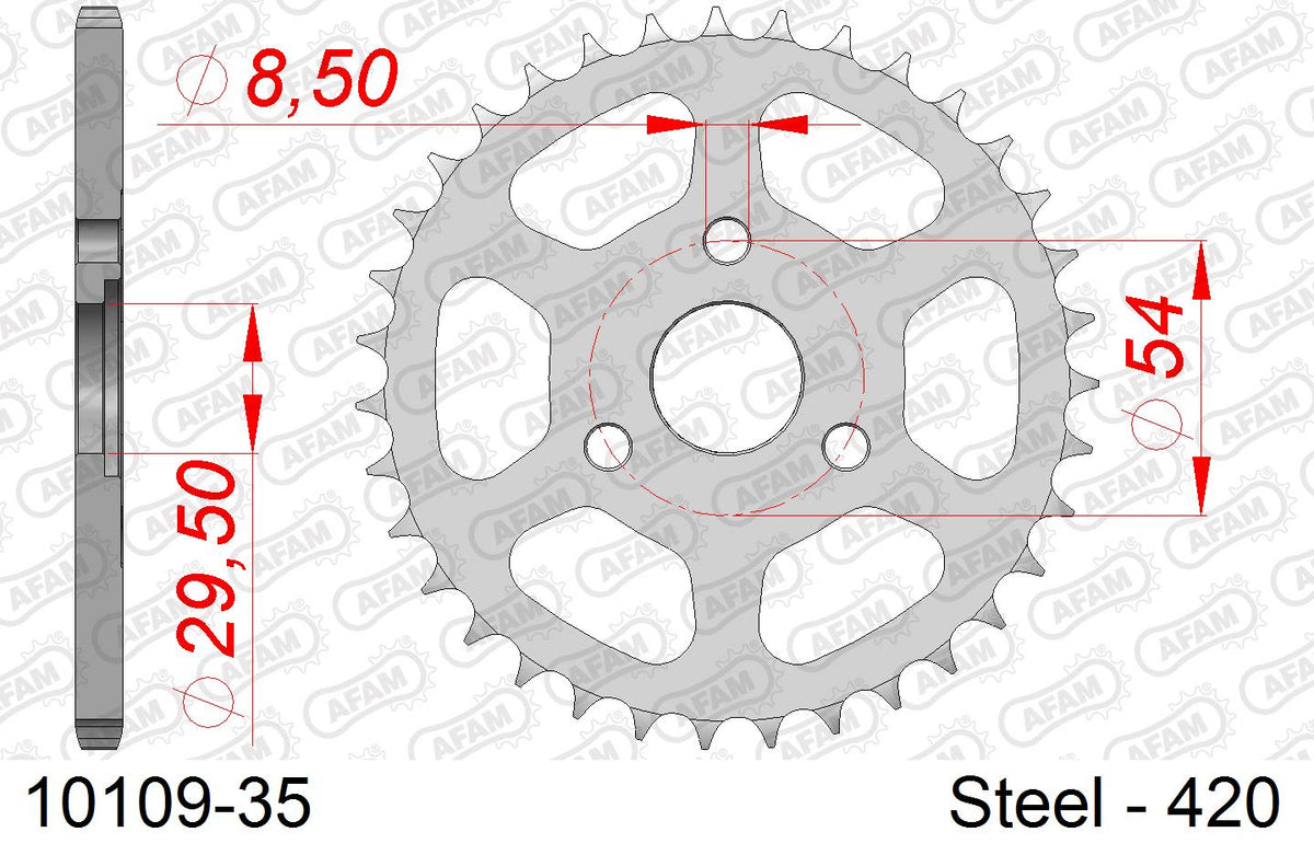 Corona AFAM 10109-35 in acciaio passo 420 HONDA Z 50 MONKEY 0