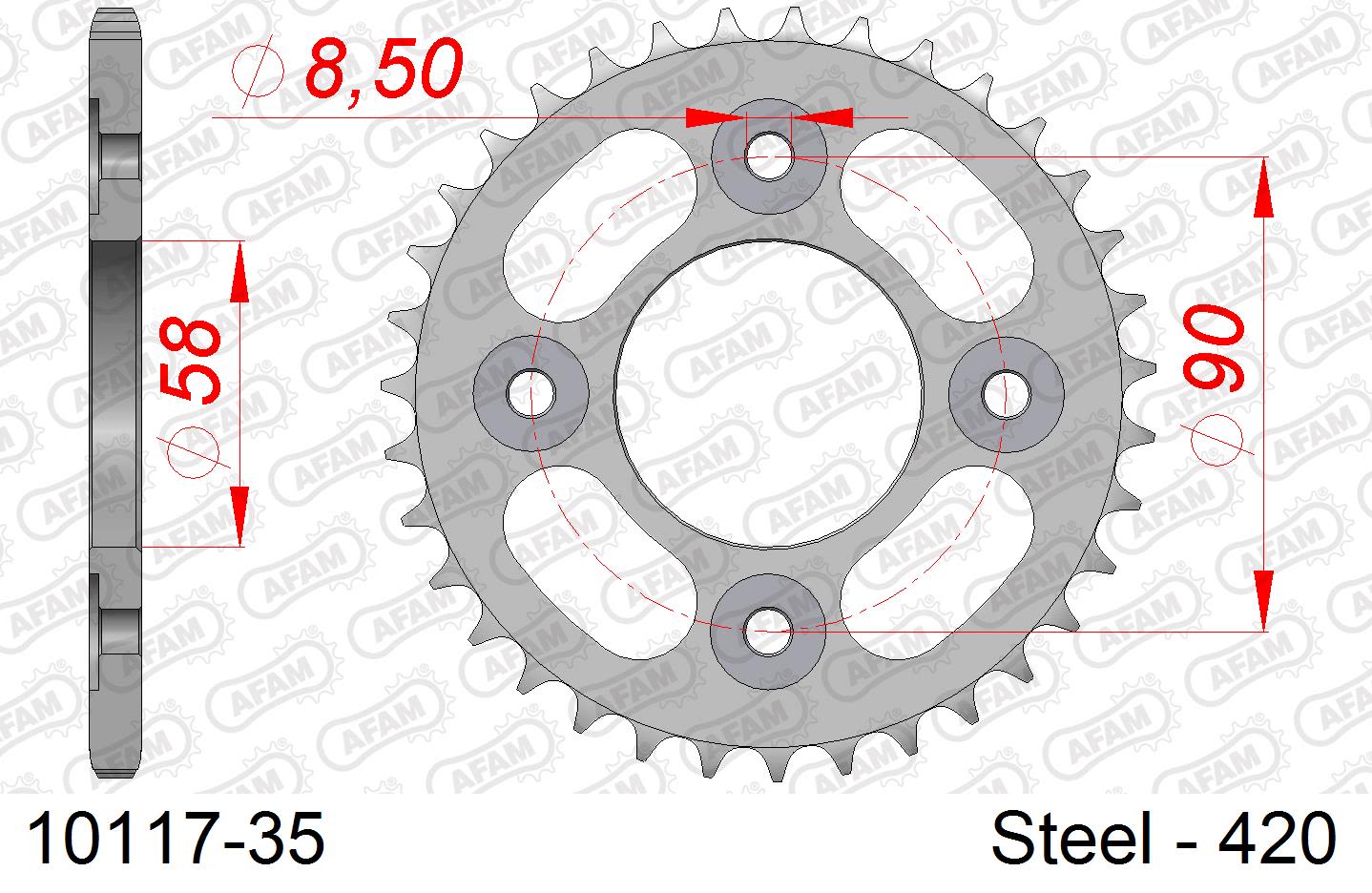 Corona AFAM 10117-35 in acciaio passo 420 HONDA ANF 125 INNOVA 2003  -2011  