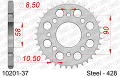 Corona AFAM 10201-37 in acciaio passo 428 HONDA CB 125 J/R 1983  -1986  