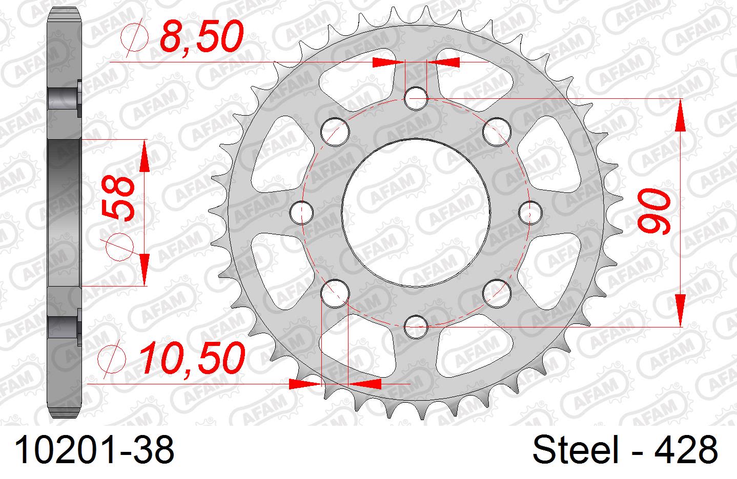 Corona AFAM 10201-38 in acciaio passo 428 KYMCO CK1 125 2014  -2016  