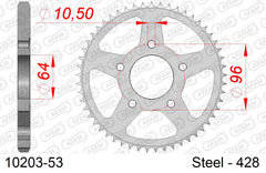 Corona AFAM 10203-53 in acciaio passo 428 HONDA XL 125 R 1982  -1997  