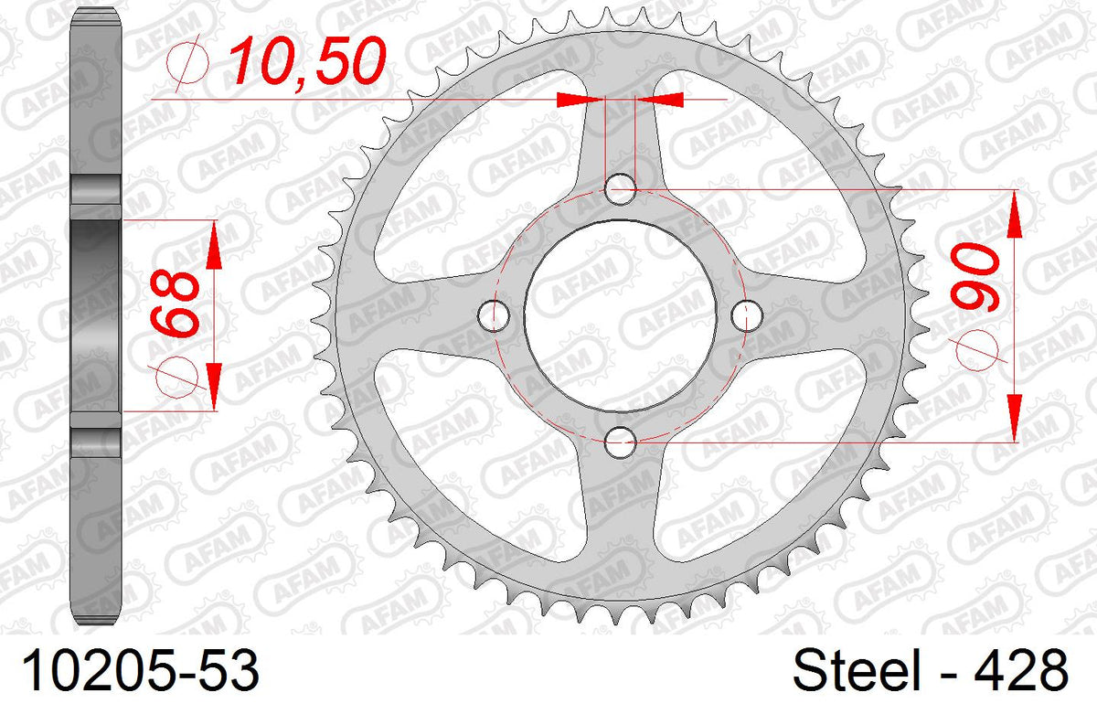 Corona AFAM 10205-53 in acciaio passo 428 HONDA MTX 125 1983  -1986  