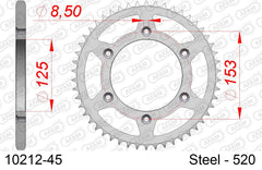 Corona AFAM 10212-45 in acciaio passo 520 HONDA XR 400 R 1996  -2005  