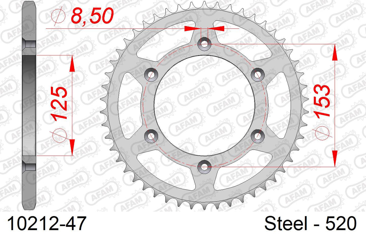 Corona AFAM 10212-47 in acciaio passo 520 HM-HONDA CRE 250 R ENDURO 2002  -2007  