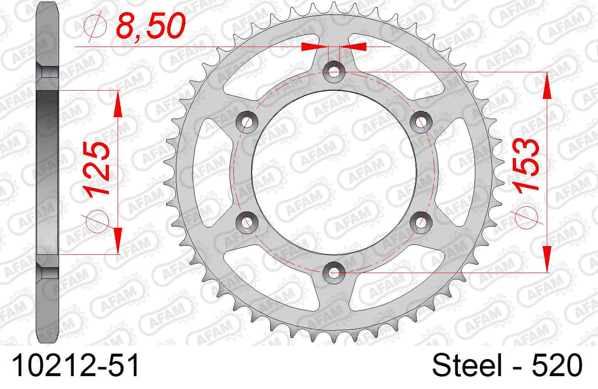 Corona AFAM 10212-51 in acciaio passo 520 HM-HONDA CRE F 450 X 2004  -2016  