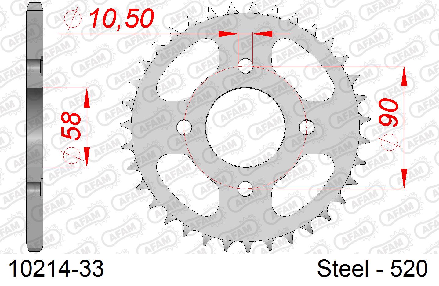 Corona AFAM 10214-33 in acciaio passo 520 HONDA NSR 125 R 1985  -1988  