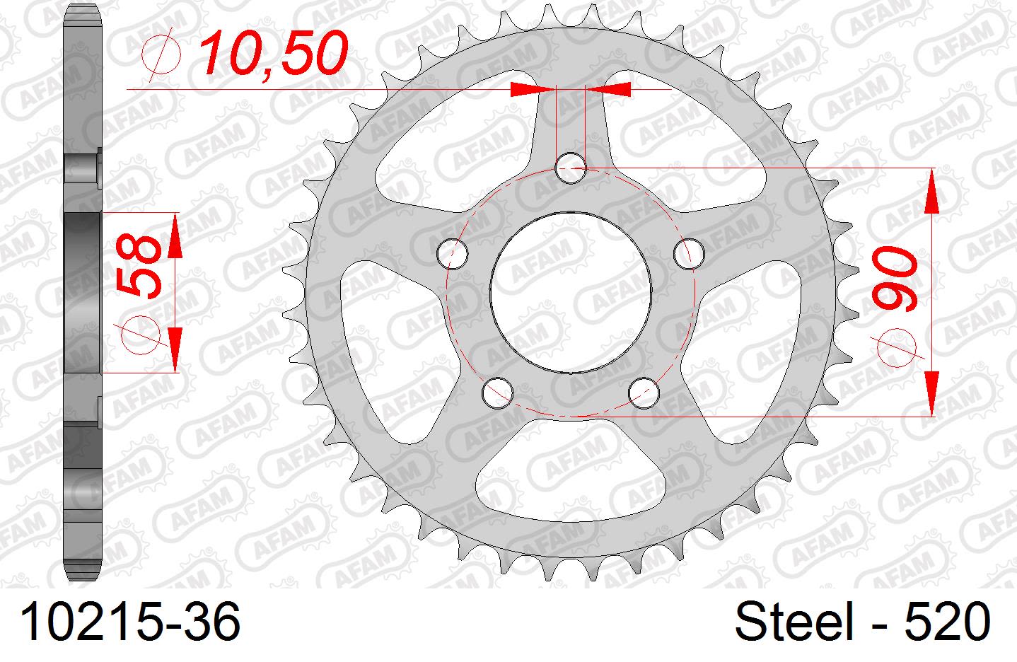 Corona AFAM 10215-36 in acciaio passo 520 HONDA NSR 125 F 1988  -1992  