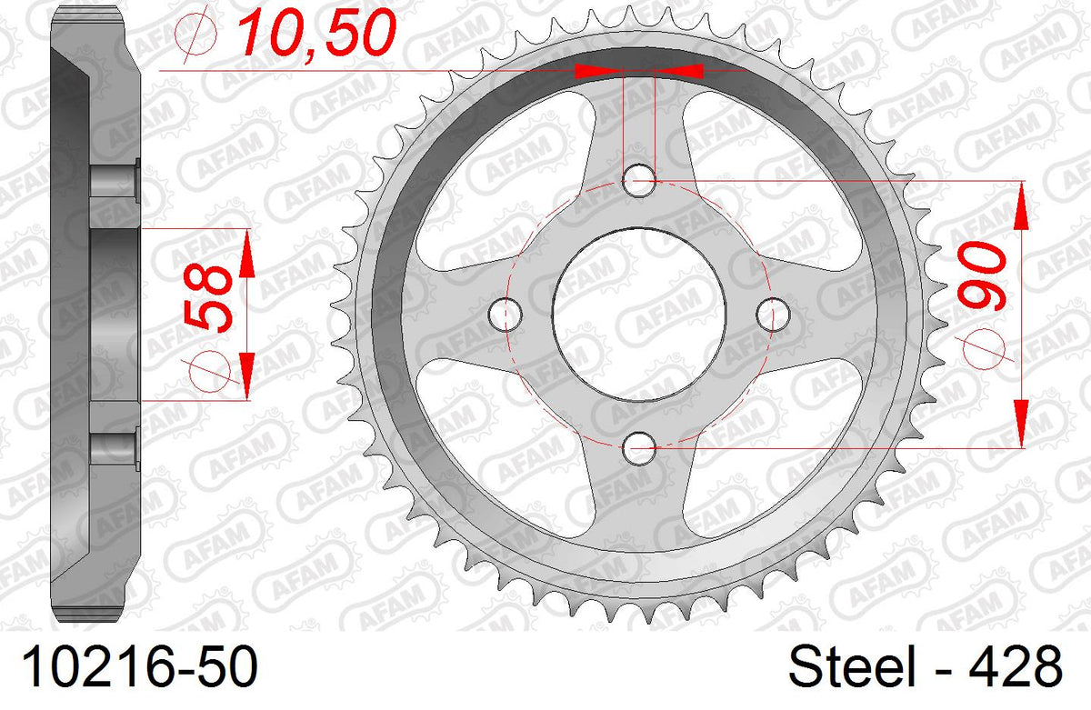 Corona AFAM 10216-50 in acciaio passo 428 HONDA CLR 125 W CITY FLY 1998  -2003  