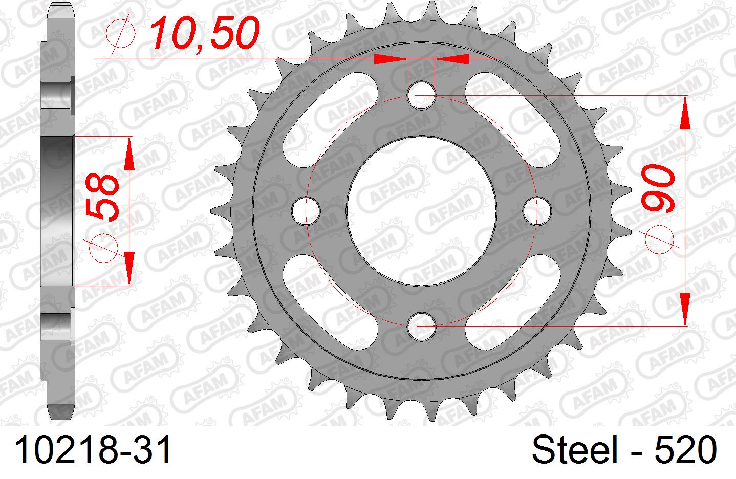 Corona AFAM 10218-31 in acciaio passo 520 HONDA CB 250 NIGHTHAWK 1992  -2000  