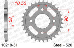 Corona AFAM 10218-31 in acciaio passo 520 HONDA CB 250 NIGHTHAWK 1992  -2000  