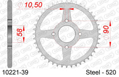 Corona AFAM 10221-39 in acciaio passo 520 HONDA CA 125 REBEL 1995  -2000  