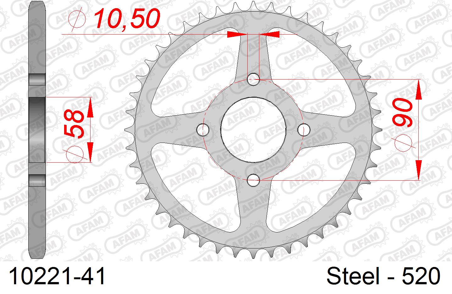 Corona AFAM 10221-41 in acciaio passo 520 HONDA VT 125 C SHADOW 1999  -2008  