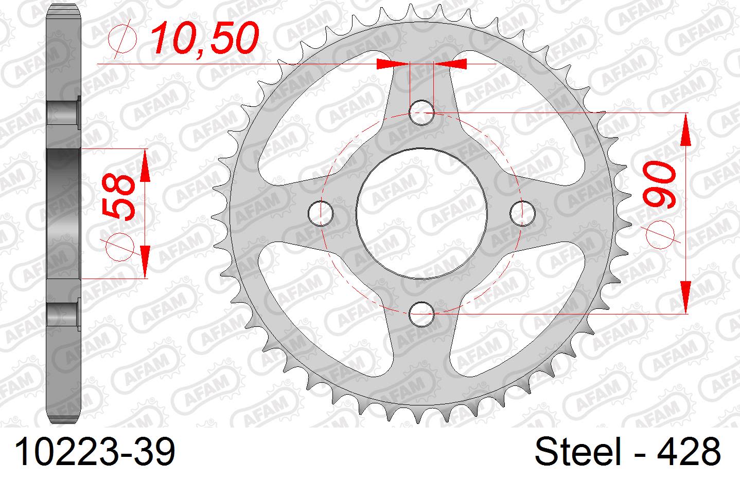 Corona AFAM 10223-39 in acciaio passo 428 HONDA CM 125 T 1981  -1982  