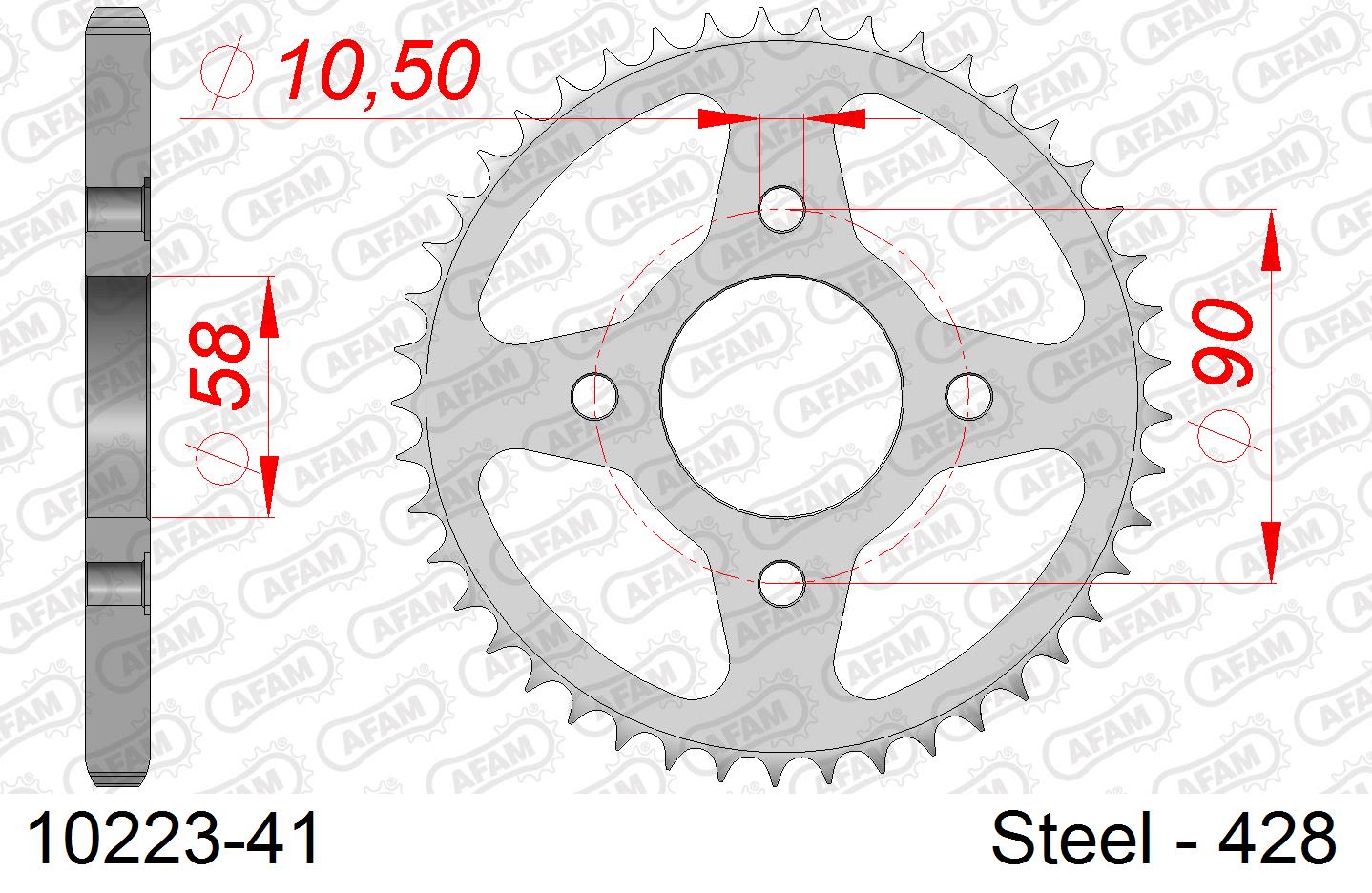 Corona AFAM 10223-41 in acciaio passo 428 HONDA CG 125 BR 1992  -1997  