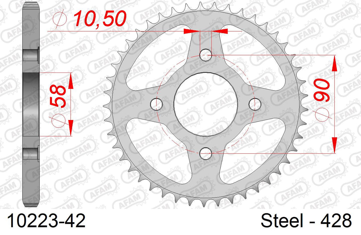 Corona AFAM 10223-42 in acciaio passo 428 DAELIM VJ 125 ROADWIN 2004  -2006  