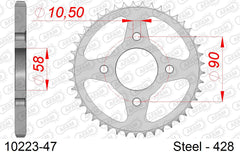 Corona AFAM 10223-47 in acciaio passo 428 HONDA XL 125 S 1979  -1982  