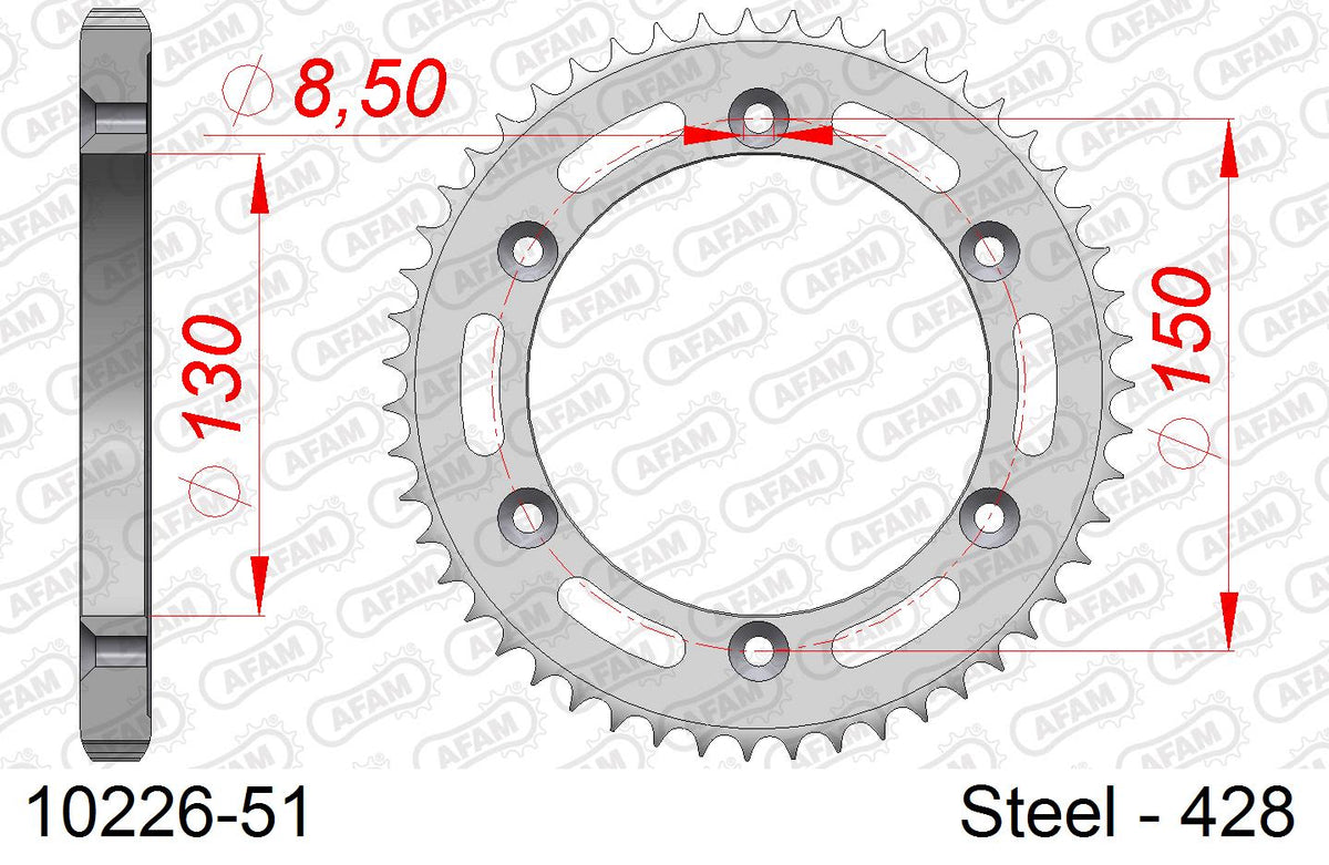 Corona AFAM 10226-51 in acciaio passo 428 HONDA XLR 125 R 1997  -2001  