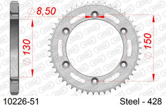 Corona AFAM 10226-51 in acciaio passo 428 HONDA XLR 125 R 1997  -2001  